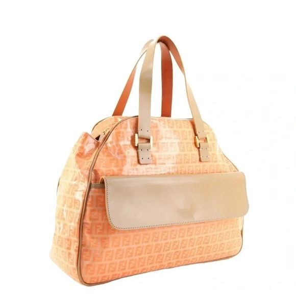 FENDI Vintage Front Pocket Dome Zip Satchel Zucchino - Picture 2 of 4